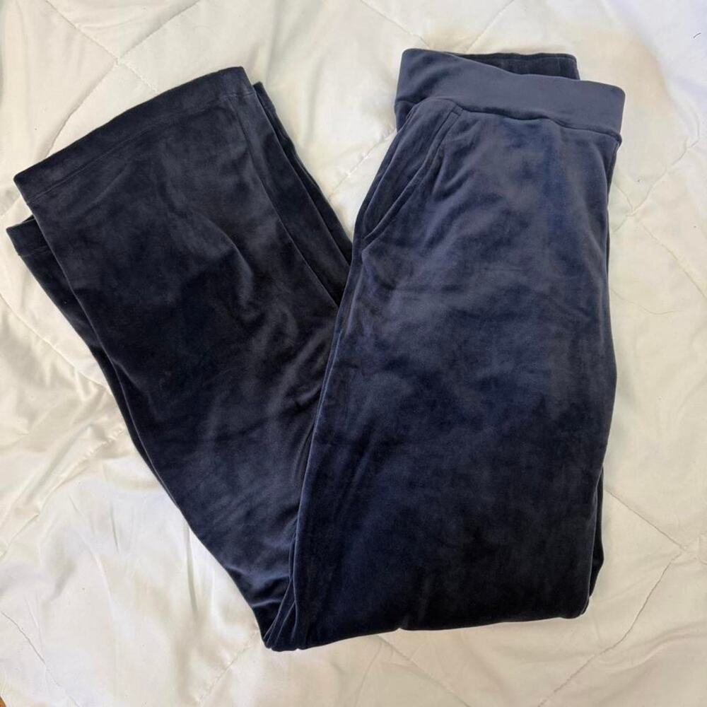 Navy blue velour flare pants